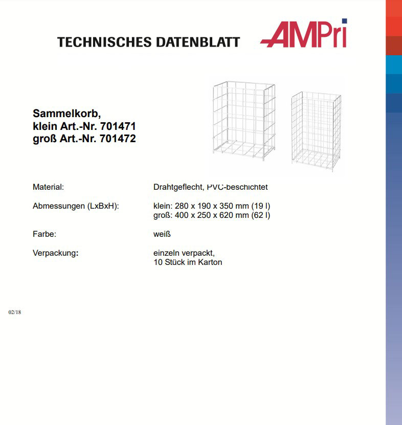 Sammelkorb Aus Drahtgeflecht – Weiß, 41x25,5x63 Cm, Ca. 50 Liter, Für Papierhandtücher & Abfall